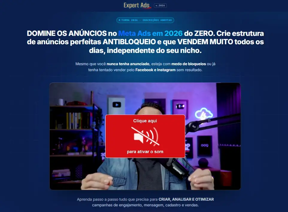 Site do curso Expert Ads 2026 (Filipe Detrey)