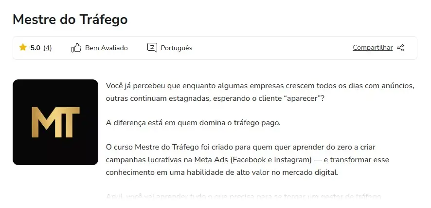 Site curso Mestre do Tráfego (Anderson Mariano)