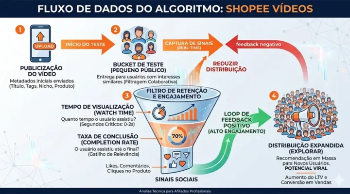 Como o Algoritmo da Shopee Vídeos Seleciona Conteúdo Viral em 2026?