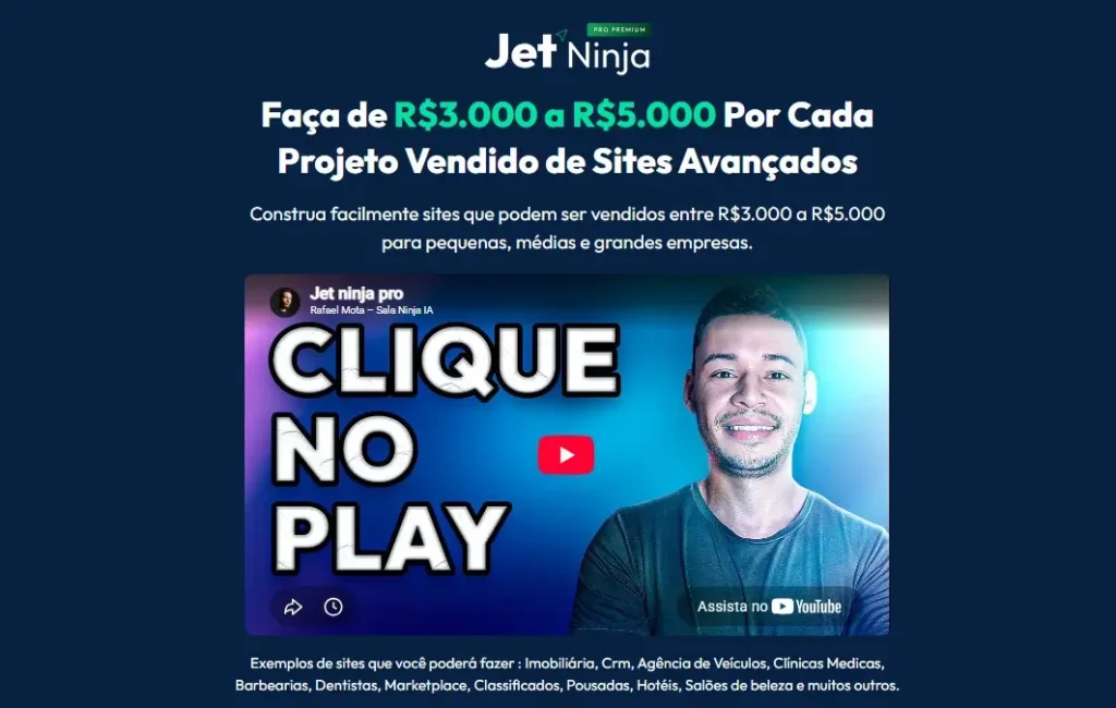 Site oficial do curso Jet Ninja PRO (Rafael Mota)