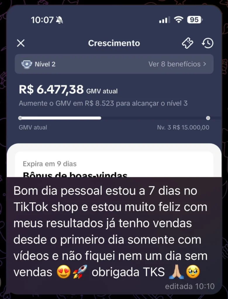 TikTok Shop depoimento de alunos