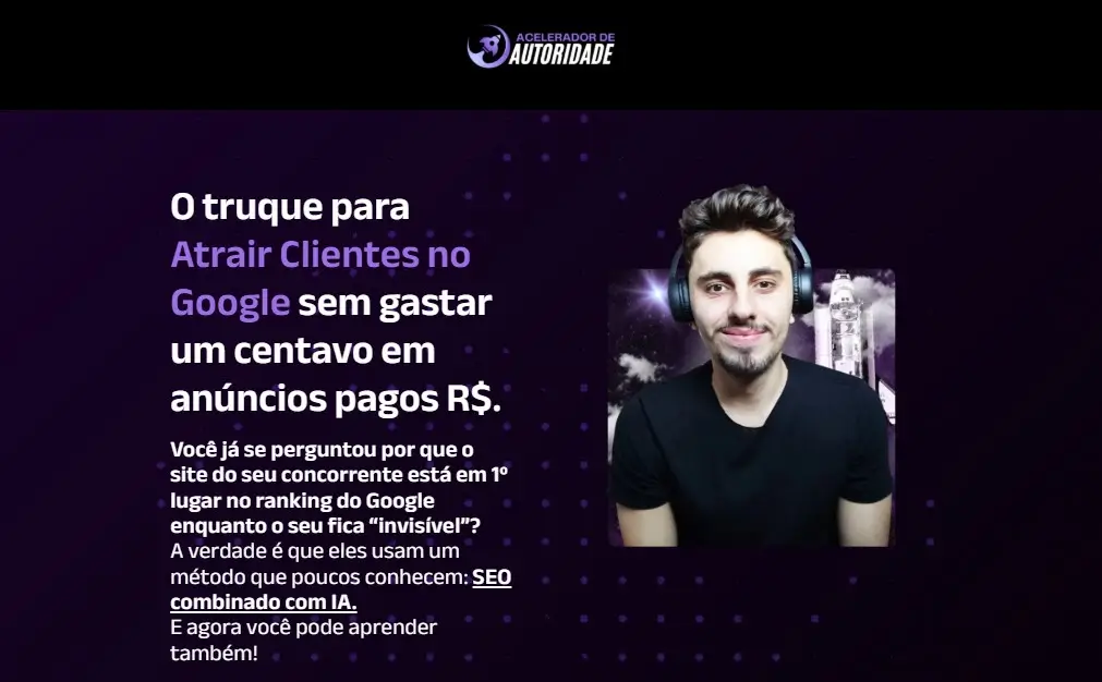 captura site do curso Acelerador de Autoridade (Andrei Sanches)