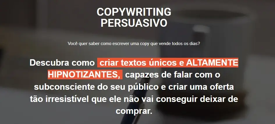 Captura pagina de vendas E-book Copywriting Persuasivo
