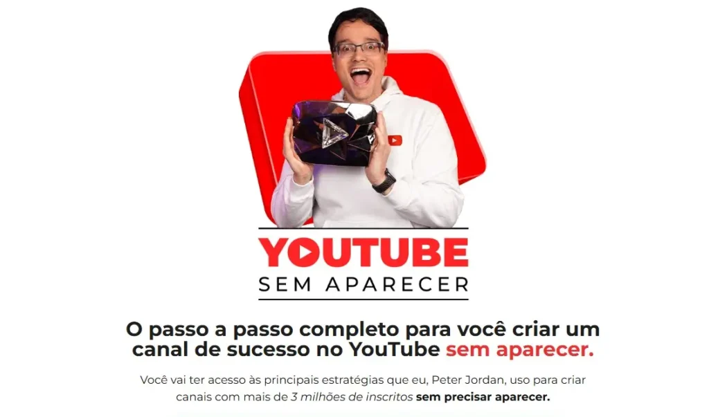 Captura pagina de vendas curso YouTube Sem Aparecer