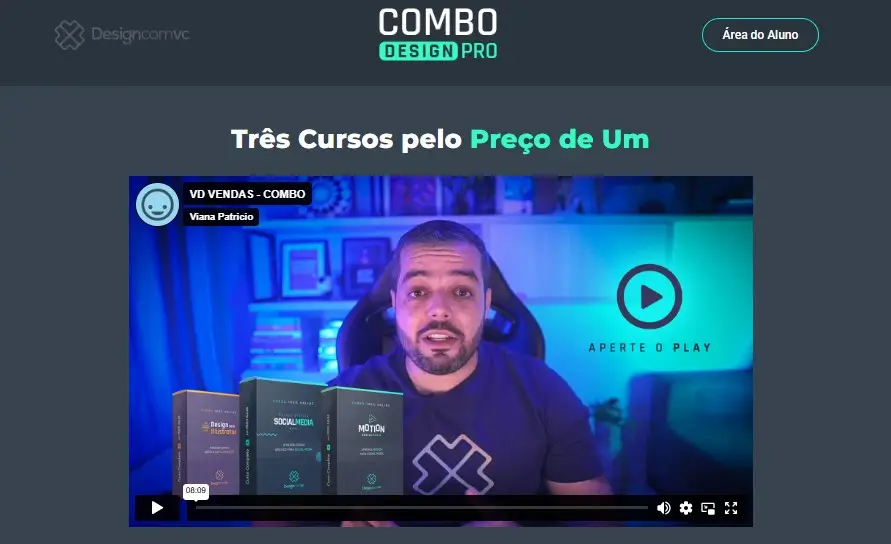 captura pagina de vendas do curso Combo Design PRO