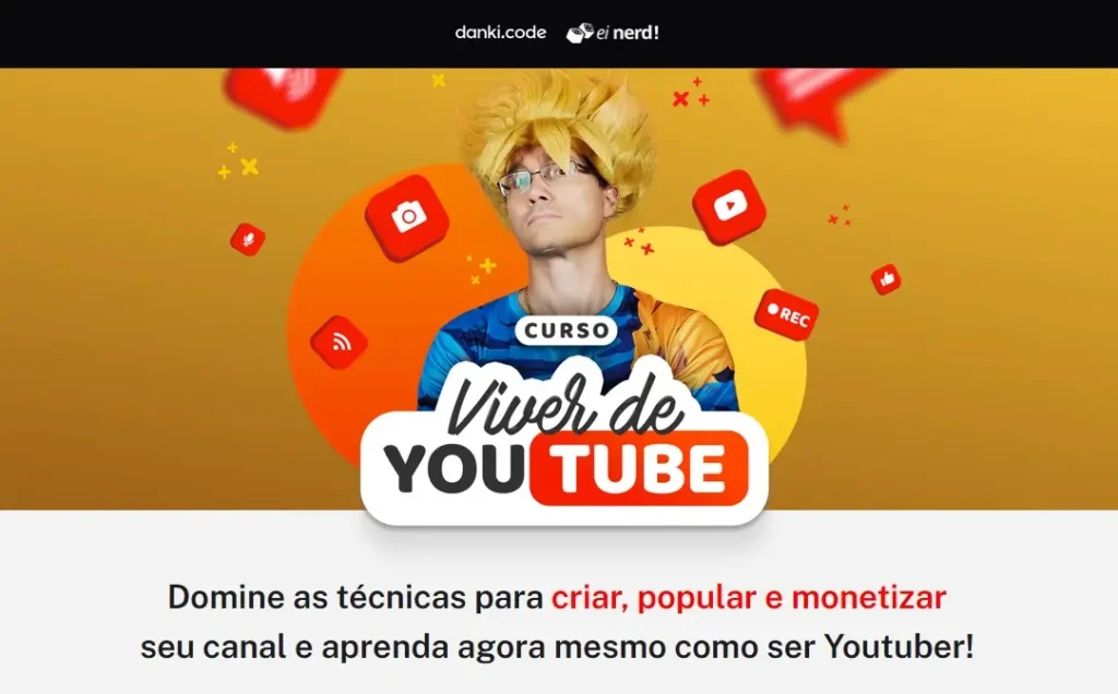 Captura para de vendas curso Viver de Youtube